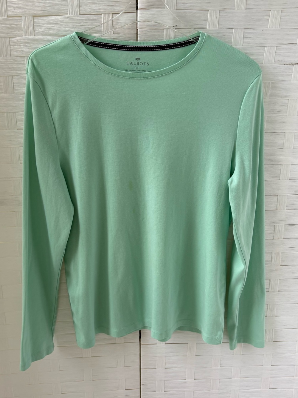 Talbots XL Mint Crewneck Long Sleeve Tee 100% Pima Cotton Closet Staple Casual